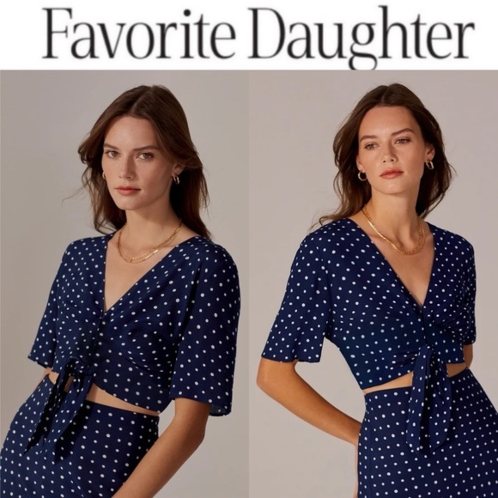 FAVORITE DAUGHTER THE GETAWAY TOP NAVY POLKA DOT sz S NWT 220$